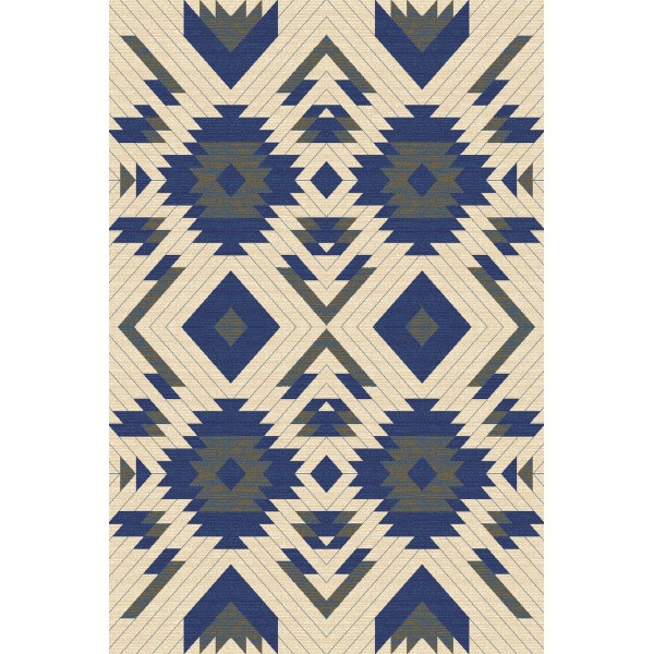 Halioka gyapjú szőnyeg kék formákkal - 1